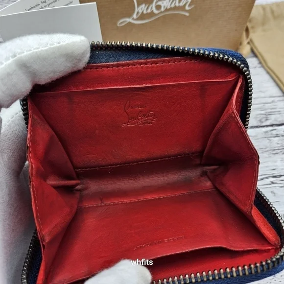 Christian Louboutin blue spikes zippy Wallet